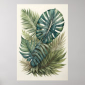 Wasserfarbenbündel Tropical Monstera Palme Leaf 2 Poster (Vorne)