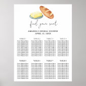 Wasserfarbenbutter zusammen Bridal - Sitzkarte Poster (Vorne)