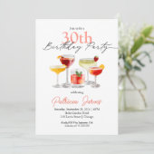 Wasserfarbencocktail 30. Geburtstag Party Einladung (Stehend Vorderseite)