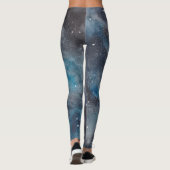 Wasserfarbencosmos im Blauen und Schwarzen Raum Leggings (Rückseite)