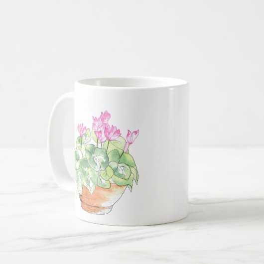 Wasserfarbencyclamen Kaffeetasse (Vorderseite Links)