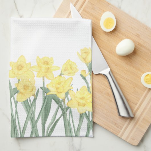 Wasserfarbendaffodin Geschirrtuch (Viertel Falte)