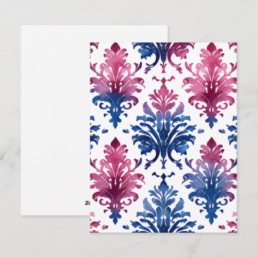 WasserfarbenDamast Feiertagskarte (Vorne/Hinten)