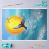 Wasserfarbendekoupage von Ocean Whale Seidenpapier (Basteln)