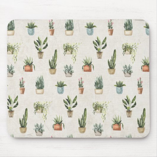 Wasserfarbendesign für gepunktete Pflanze Mousepad (Vorne)