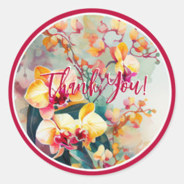 WASSERFARBENDESIGN ORCHID-BLUME "DANKE" RUNDER AUFKLEBER
