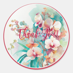 WASSERFARBENDESIGN ORCHID-BLUME "DANKE" RUNDER AUFKLEBER