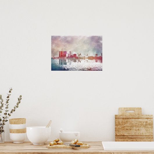 Wasserfarbendetroit Poster (Küche)