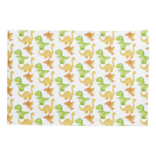 Wasserfarbendinosaurier personalisierter Name Kissenbezug (Rückseite)