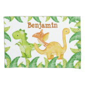 Wasserfarbendinosaurier personalisierter Name Kissenbezug (Vorderseite)