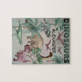 Wasserfarbendinosaurier T-Rex Dinos Boys Name Puzzle (Horizontal)