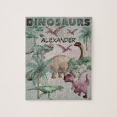Wasserfarbendinosaurier T-Rex Dinos Boys Name Puzzle (Vertikal)