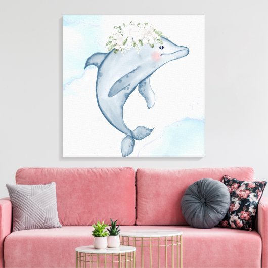 Wasserfarbendolphin Leinwanddruck (Insitu (Wohnzimmer))