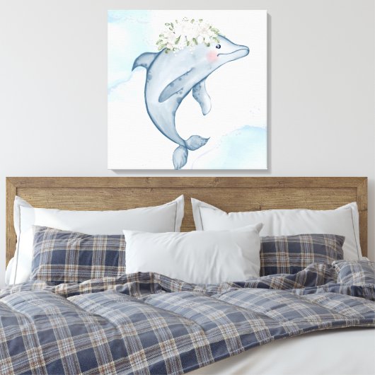 Wasserfarbendolphin Leinwanddruck (Insitu (Schlafzimmer))