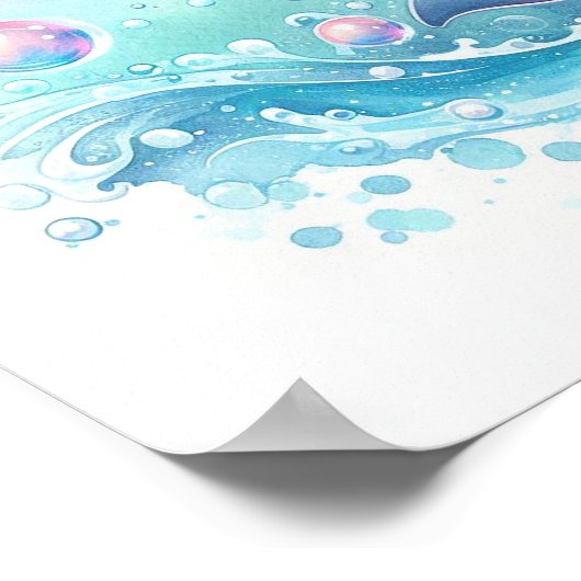Wasserfarbendolphin Poster (Ecke)