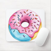 WasserfarbenDonut mit Eisen und Sprinklen auf Weiß Mousepad (Mit Mouse)