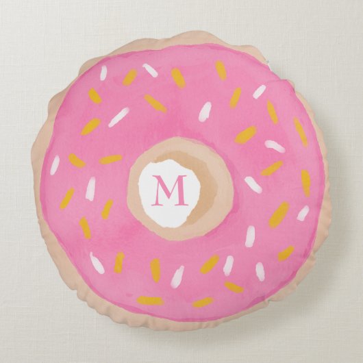 WasserfarbenDonut Rundes Kissen (Rückseite)