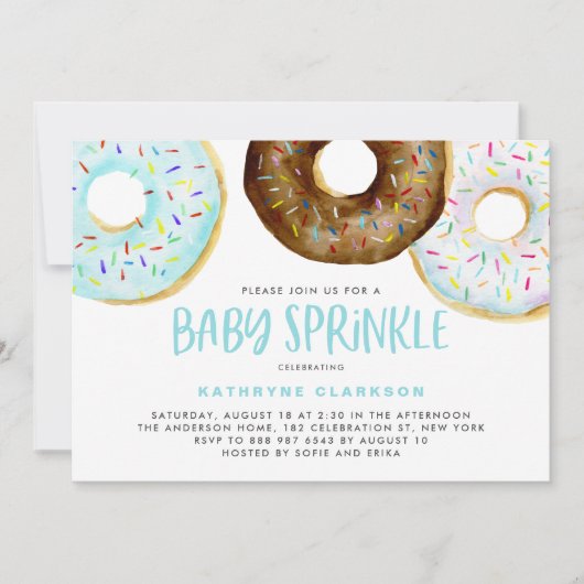 WasserfarbenDonuts Es ist eine Boy Baby Sprinkle D Einladung (Vorderseite)