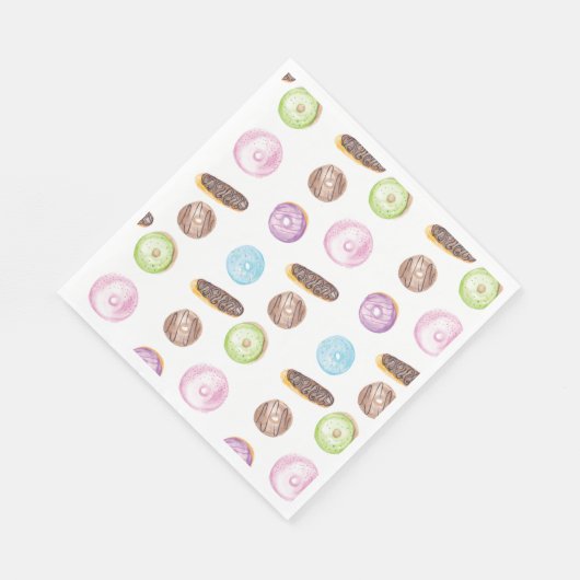 WasserfarbenDonuts Handgemalt Gemustert Serviette (Ecke)