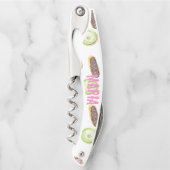 WasserfarbenDonuts Handgemalt Whimiskales Muster Kellnermesser (Vorderseite)