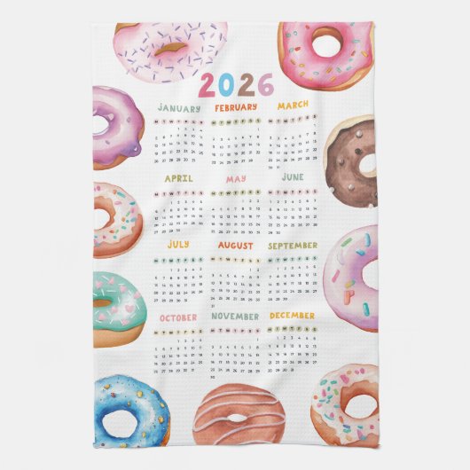 WasserfarbenDonuts - Kalender 2026 Geschirrtuch (Vertikal)
