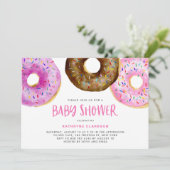 WasserfarbenDonuts mit Sprinkles Girl Baby Dusche Einladung (Stehend Vorderseite)