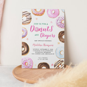 WasserfarbenDonuts und Windeln Kinderdusche Einladung