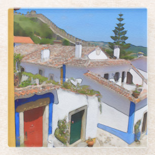 Wasserfarbendorf Glasuntersetzer