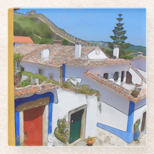 Wasserfarbendorf Glasuntersetzer (Vorderseite)