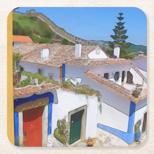 Wasserfarbendorf Rechteckiger Pappuntersetzer (Vorderseite)