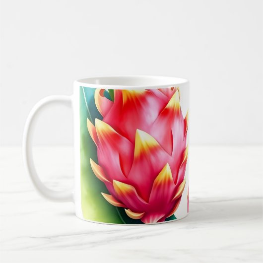 Wasserfarbendrache Frucht in fett gefärbten Farben Kaffeetasse (Links)