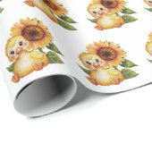 Wasserfarbenduckeln mit Sonnenblume Geschenkpapier (Rolleneckpunkt)