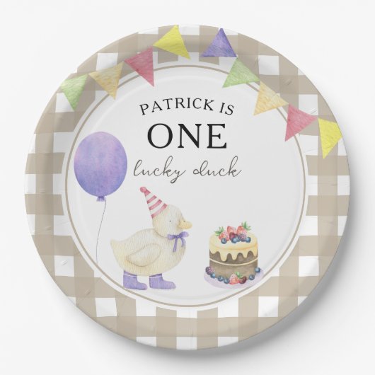 Wasserfarbendusche 1. Geburtstag Pappteller (Vorderseite)