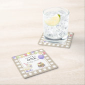 Wasserfarbendusche 1. Geburtstag Rechteckiger Pappuntersetzer (Vor Ort)