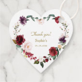 Wasserfarbendusche Burgundy Bloral Baby Dusche Geschenkanhänger (Rückseite)