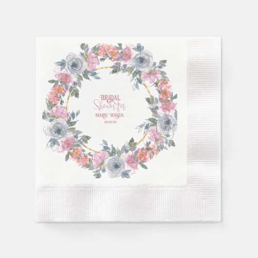 Wasserfarbendusche in Rosa und Blau Serviette (Vorderseite)