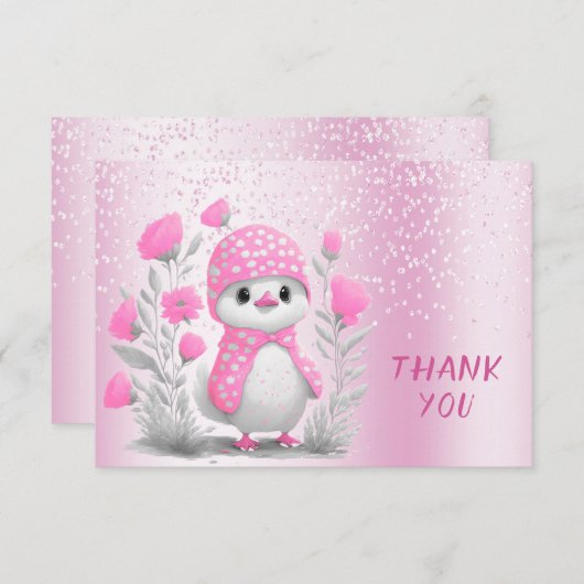 Wasserfarbendusche Rosa Flora Dankeschön Karte (Vorne/Hinten)