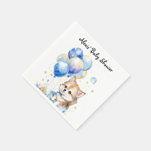 Wasserfarbendusche Wolf Baby Serviette (Ecke)