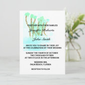 Wasserfarbene Abstrakte Bäume Aquamarin Blau Künst Einladung (Stehend Vorderseite)