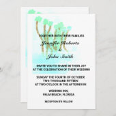 Wasserfarbene Abstrakte Bäume Aquamarin Blau Künst Einladung (Vorne/Hinten)