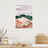 Wasserfarbene abstrakte Berglandschaft. Moderne Ku Poster (Küche)