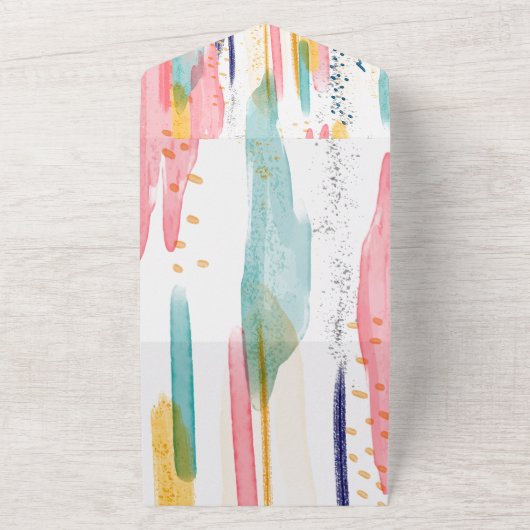 Wasserfarbene Abstrakte Brush-Hochzeit All In One Einladung (Außenbereich)