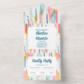 Wasserfarbene Abstrakte Brush-Hochzeit All In One Einladung (Innen Boden)