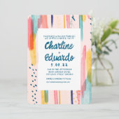 Wasserfarbene Abstrakte Brush-Hochzeit Einladung (Stehend Vorderseite)