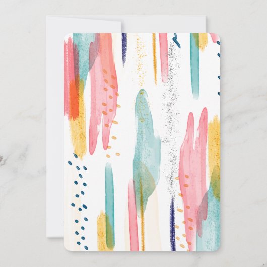 Wasserfarbene Abstrakte Brush-Hochzeit Einladung (Rückseite)