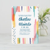 Wasserfarbene Abstrakte Brush-Hochzeit Einladung (Stehend Vorderseite)