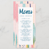 Wasserfarbene Abstrakte Brush-Hochzeit Menükarte (Vorne/Hinten)