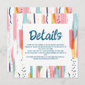 Wasserfarbene Abstrakte Brush Hochzeitsdetails Einladung (Vorne/Hinten)