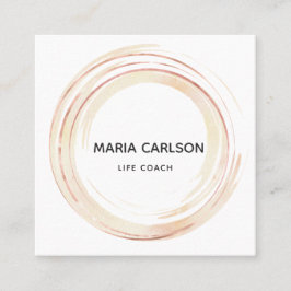 Wasserfarbene abstrakte Kreise Pinselstriche roseg Quadratische Visitenkarte