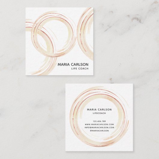 Wasserfarbene abstrakte Kreise Pinselstriche roseg Quadratische Visitenkarte (Vorne/Hinten)